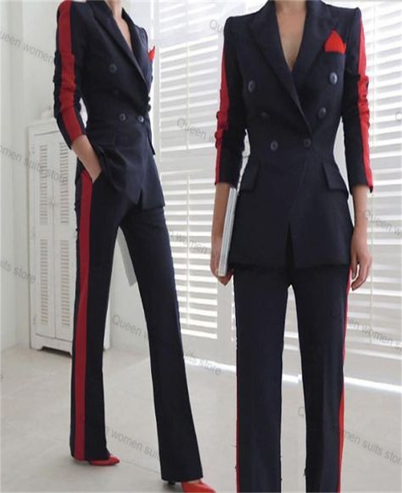 Women'S Red Formal Wear - Vermelho preto outono feminino terno conjunto