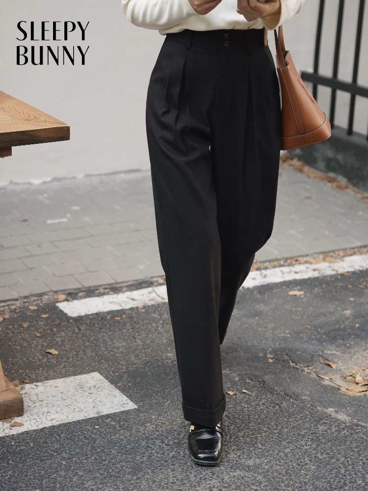 Tailored Trouser Wide - Calças de lã de cintura alta
