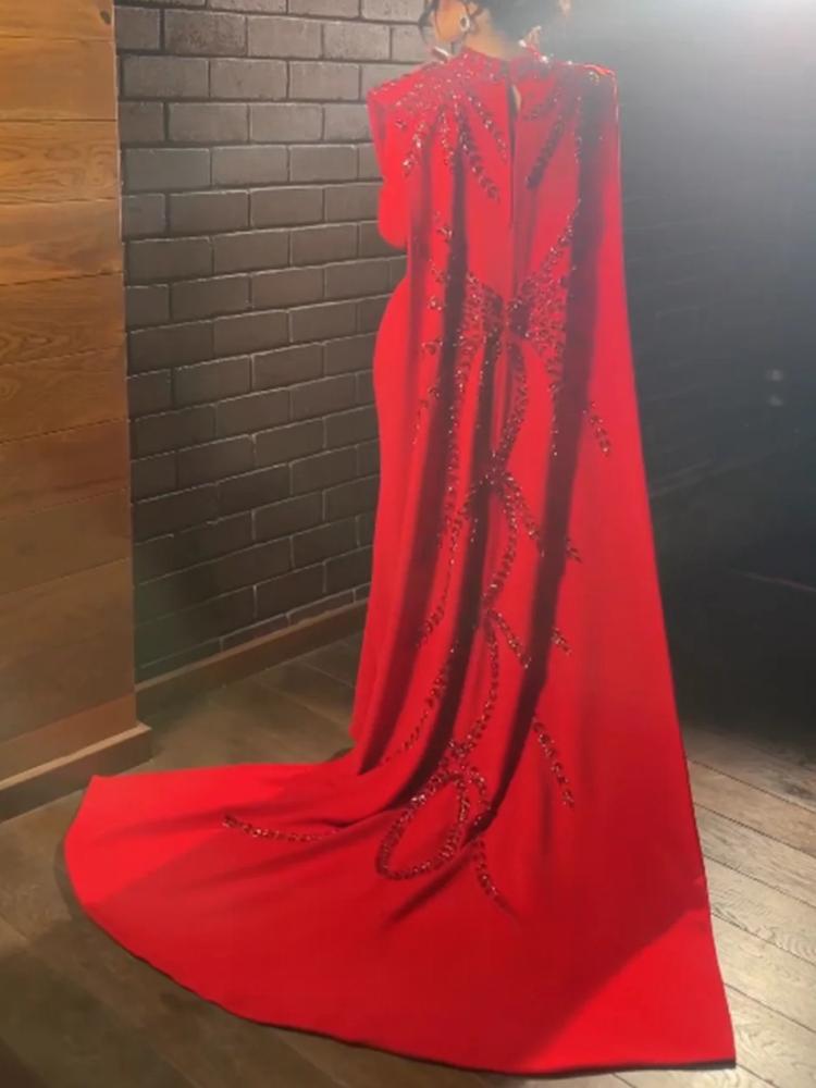 Women'S Red Formal Wear - Vestido de noite muçulmano saudita personalizado,