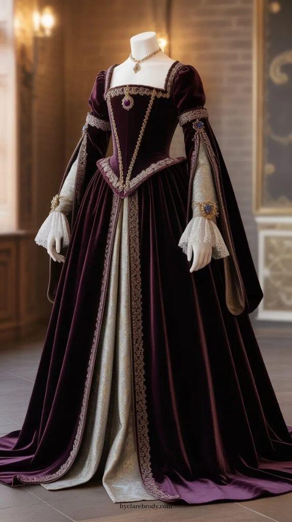 Evening Gown - Vintage duquesa roxo vestido de baile