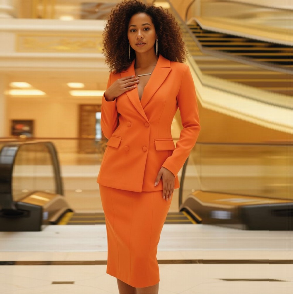 Formal Skirt - Novo Blazer e Saia Laranja Formal