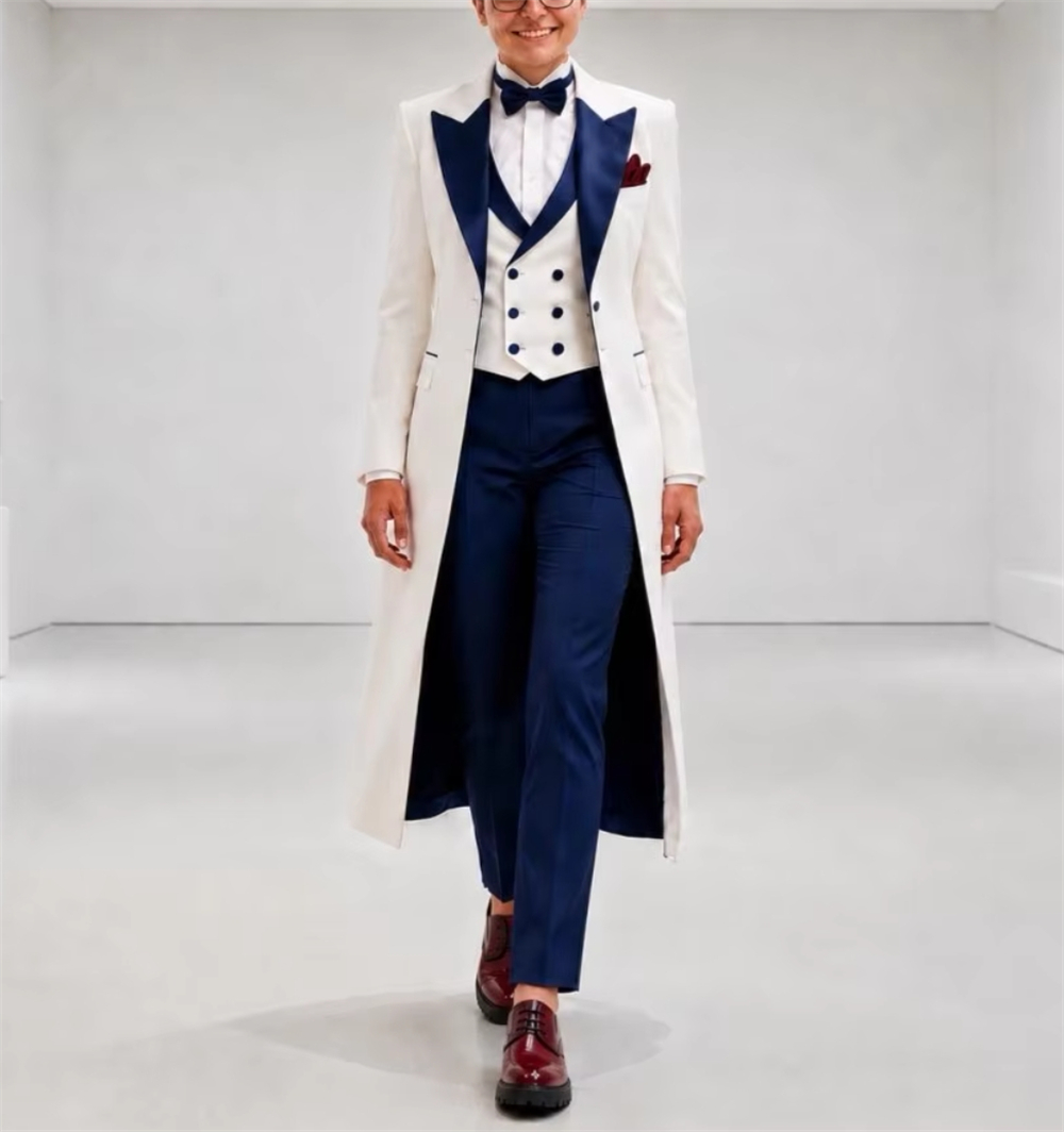 Womens Blazer - Jaqueta Feminina Azul Marinho e Branca,