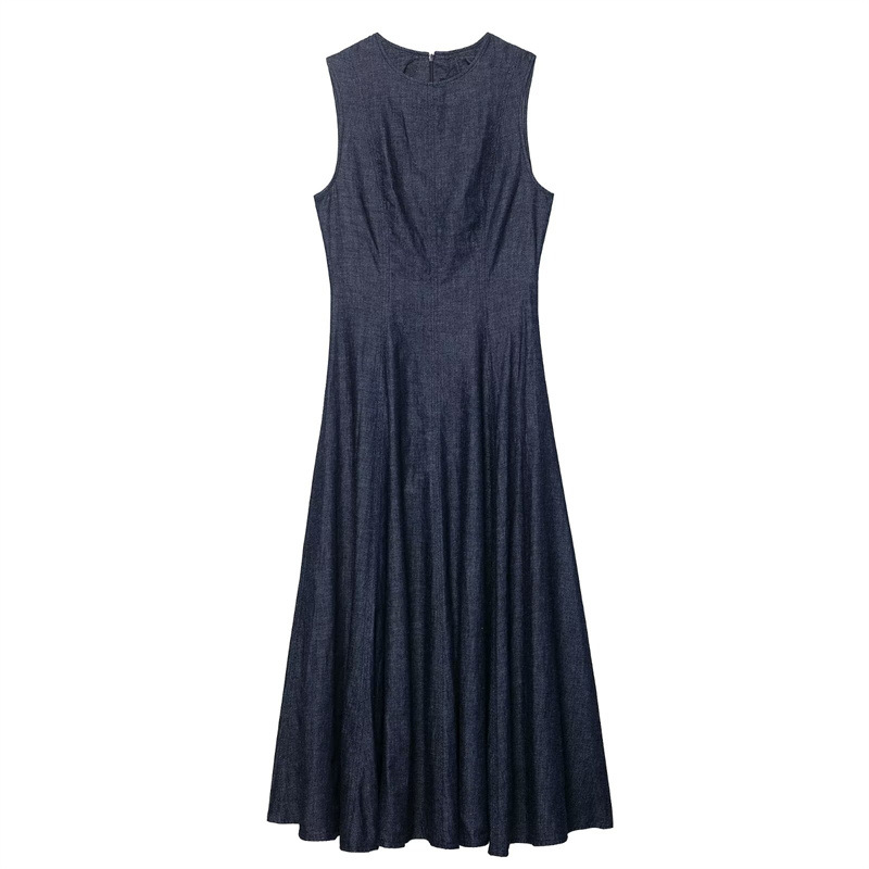 Novo vestido midi jeans retrô  - Midi Dress avaliação e preço