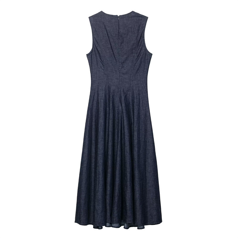 Novo vestido midi jeans retrô  - Midi Dress avaliação e preço