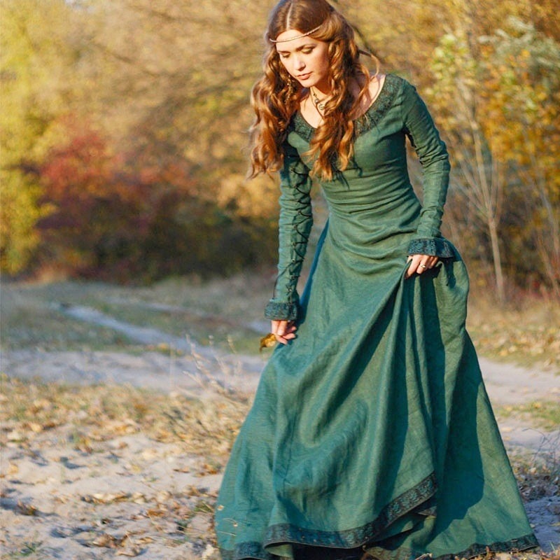 Vestido longo medieval feminin - Lace Dress avaliação e preço