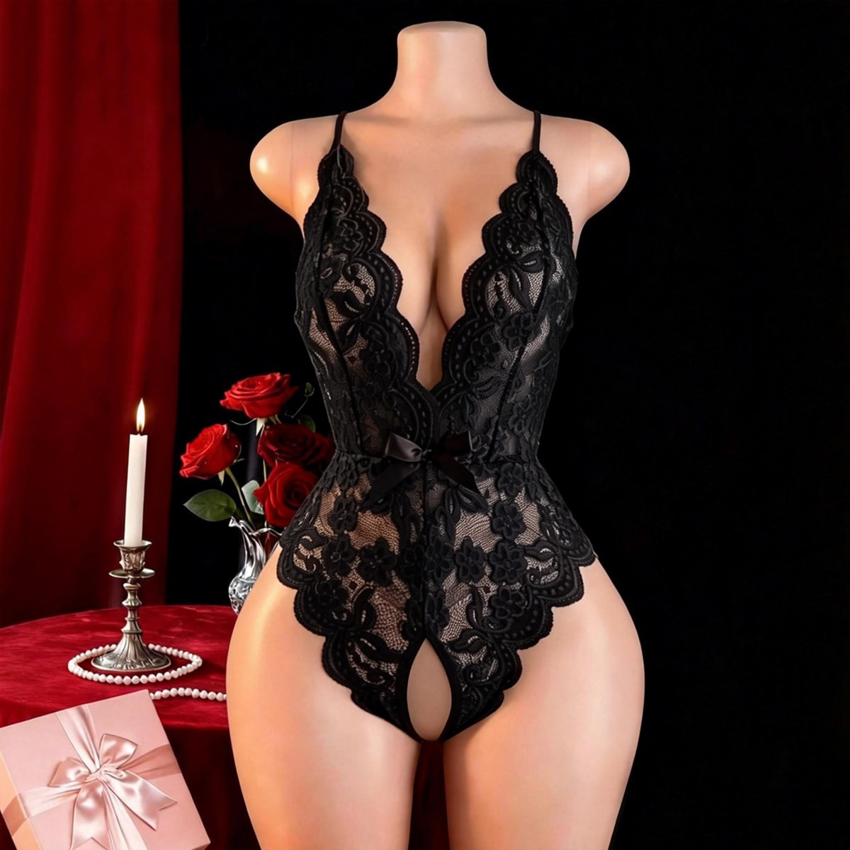 Lingerie sexy sem crotch para  - Lace Dress avaliação e preço
