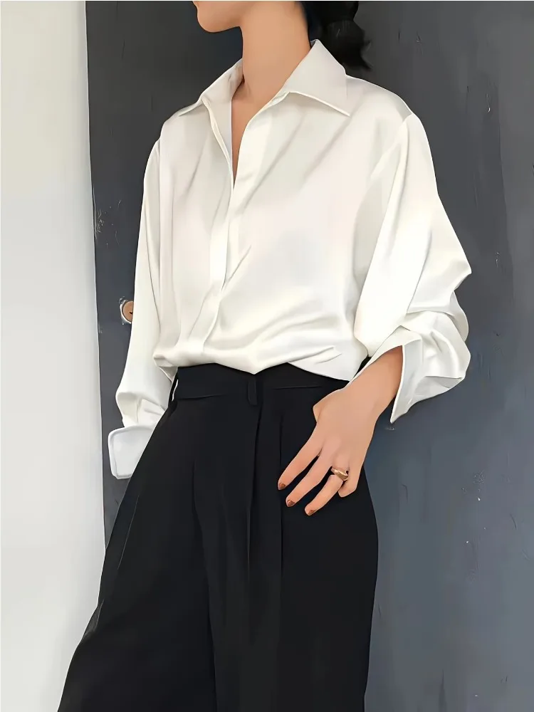 Plus size casual camisa de sed - Silk Blouse avaliação e preço