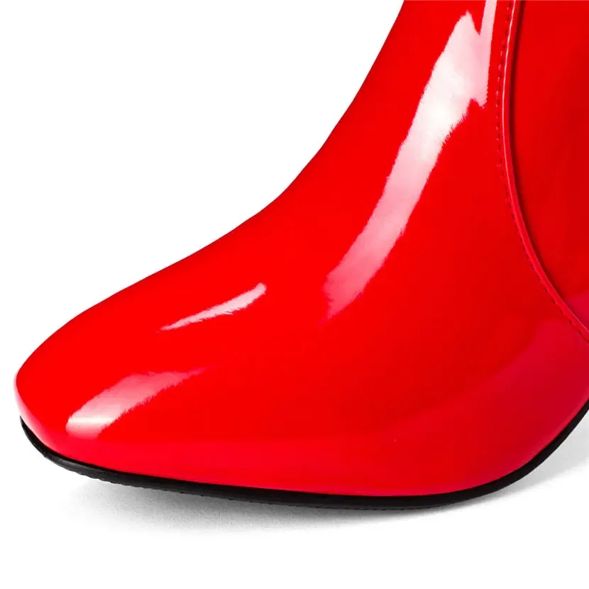 Vermelho branco couro de paten - Women'S Red Formal Wear avaliação e preço