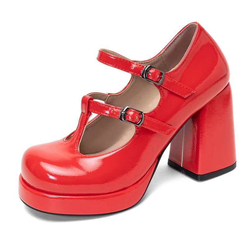Sapatos Femininos Retro Brilha - Pump Heel Block avaliação e preço